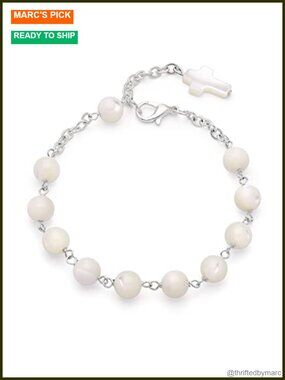 Mother of Pearl Rosary Bracelet Catholic Religious Jewelry